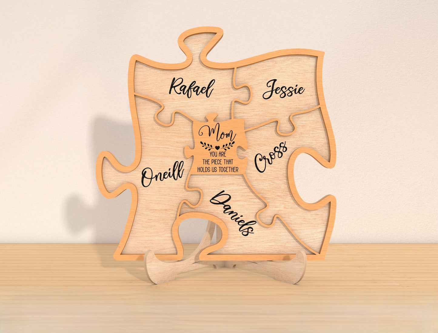 Family Puzzle Name Sign SVG Bundle Personalized for Glowforge and xTool