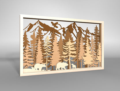 Mountain Wildlife Layered Wall Art SVG for Glowforge and xTool Laser Cut File