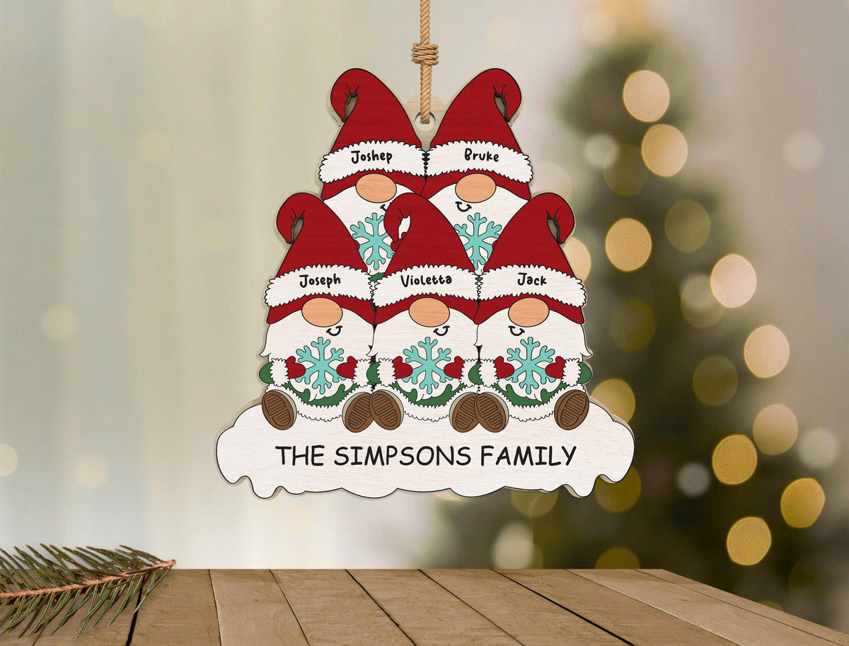 Personalized Gnome Family Christmas Tree Ornament SVG Bundle 5