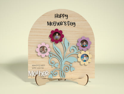 Birth Flower Photo Frame SVG Engraved Floral Tree for Glowforge
