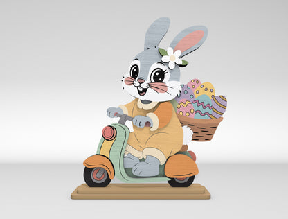 Cute Easter Bunny Table Decor SVG Bundle 5 Happy Easter Designs for LightBurn