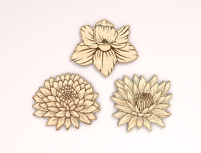 12 Month Flower Shapes Laser Cut File Bundle | Birth Flower Icons | Botanical Wood Cutouts | Glowforge, xTool, LightBurn, etc.