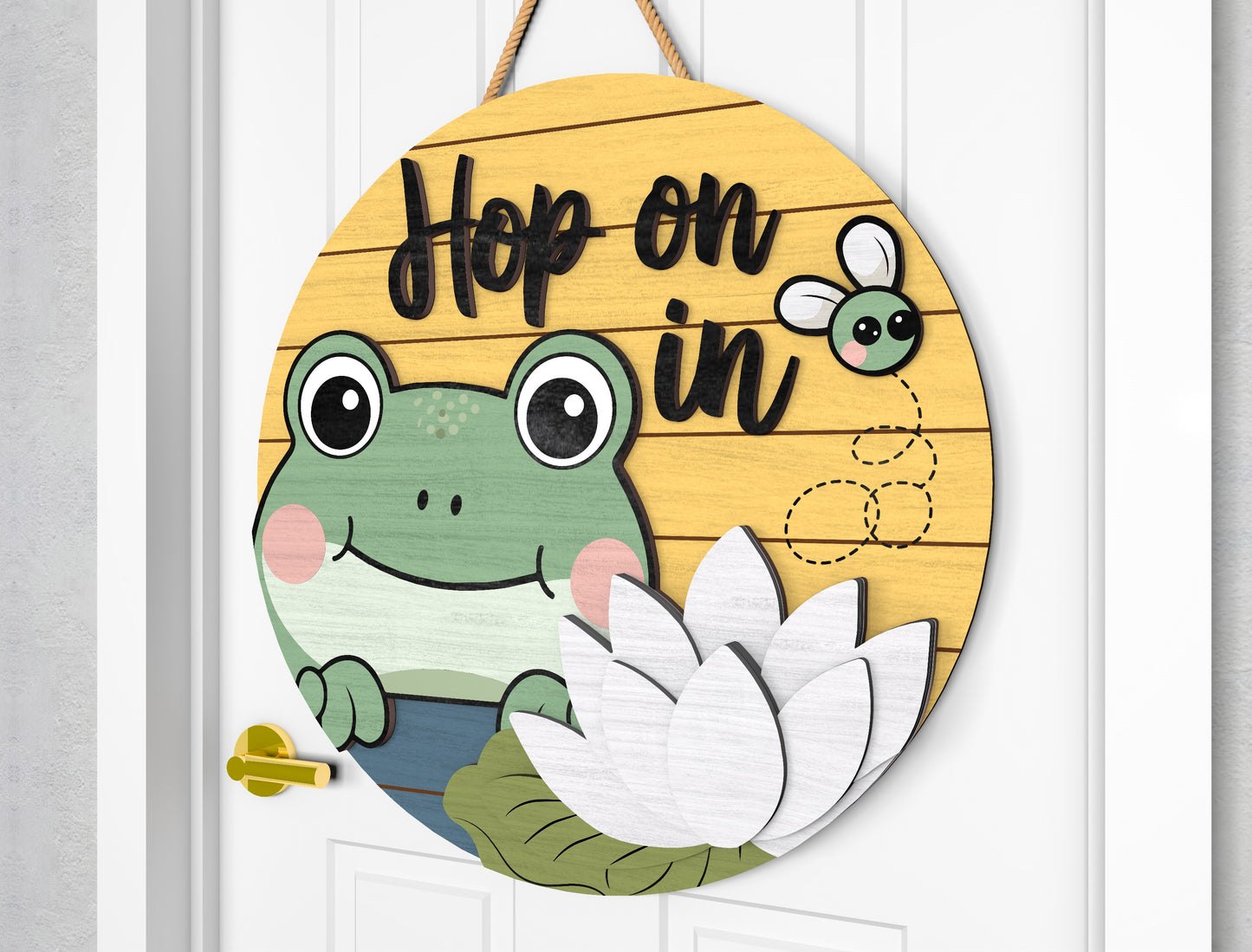 Hop On In Frog Door Sign SVG Laser Cut File for Glowforge and LightBurn