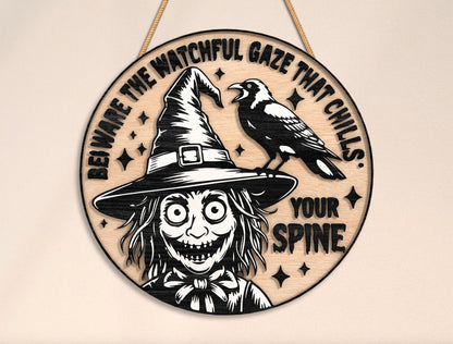 Vintage Halloween Round Door Sign SVG Bundle for Glowforge xTool LightBurn 6 Designs