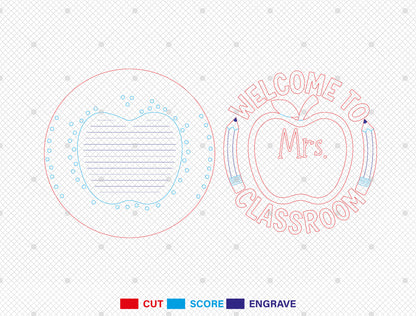 Welcome Classroom Door Sign SVG Laser Cut File for xTool and Glowforge