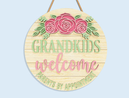 Mom Grandma Round Sign SVG Bundle 9 Designs for LightBurn and xTool