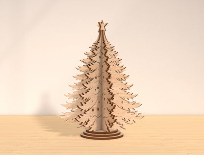 Christmas Tree 3D Tabletop Decor Laser Cut File | Ready to Cut | Glowforge, xTool, LightBurn, etc.