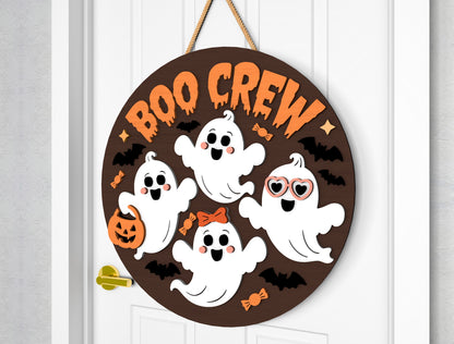 2 Witch and Ghost Halloween Door Sign SVG Laser Cut Bundle for LightBurn