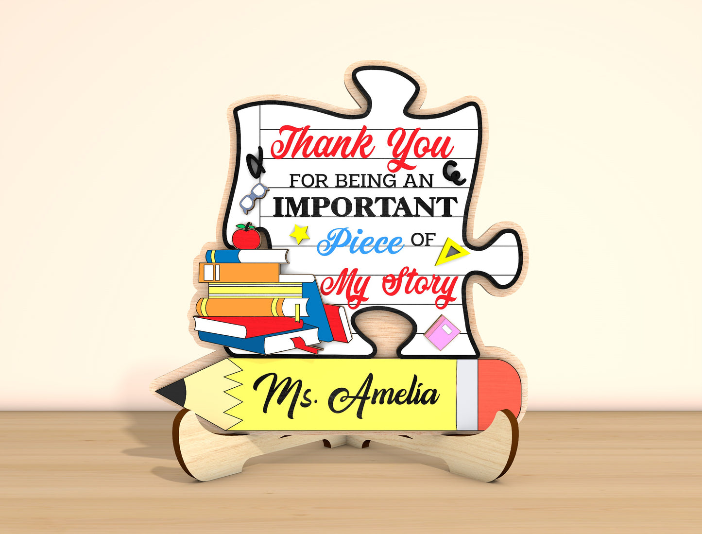 Teacher Appreciation Tabletop Sign SVG Bundle Laser Cut File for Glowforge and LightBurn
