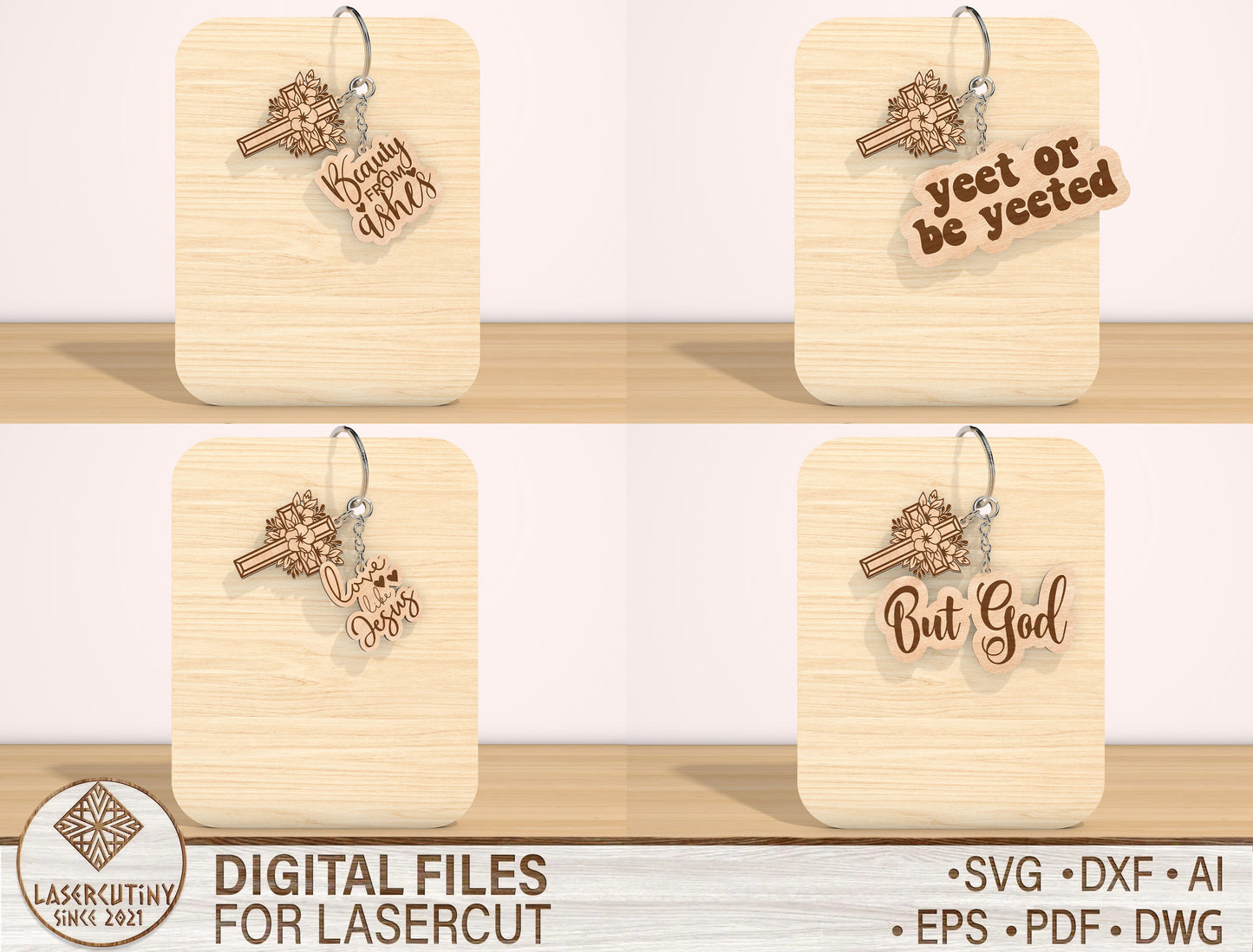 Christian Keychain SVG Bundle Bible Verse 24 Designs for LightBurn