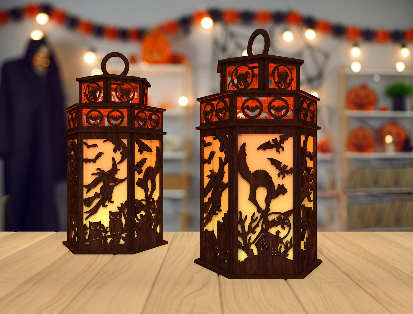 Halloween Witch Lantern SVG for LightBurn Glowforge xTool