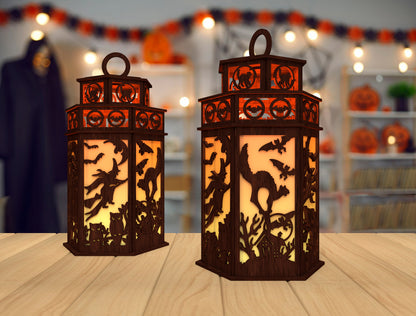 Halloween Witch Lantern SVG for LightBurn Glowforge xTool