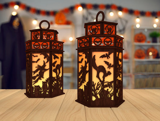 Halloween Witch Lantern SVG for LightBurn Glowforge xTool