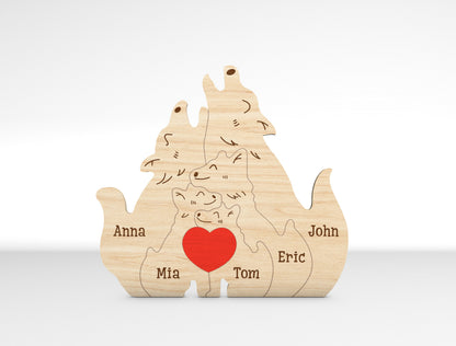 Personalized Family Wolf Puzzle SVG Laser Cut File for xTool and Glowforge