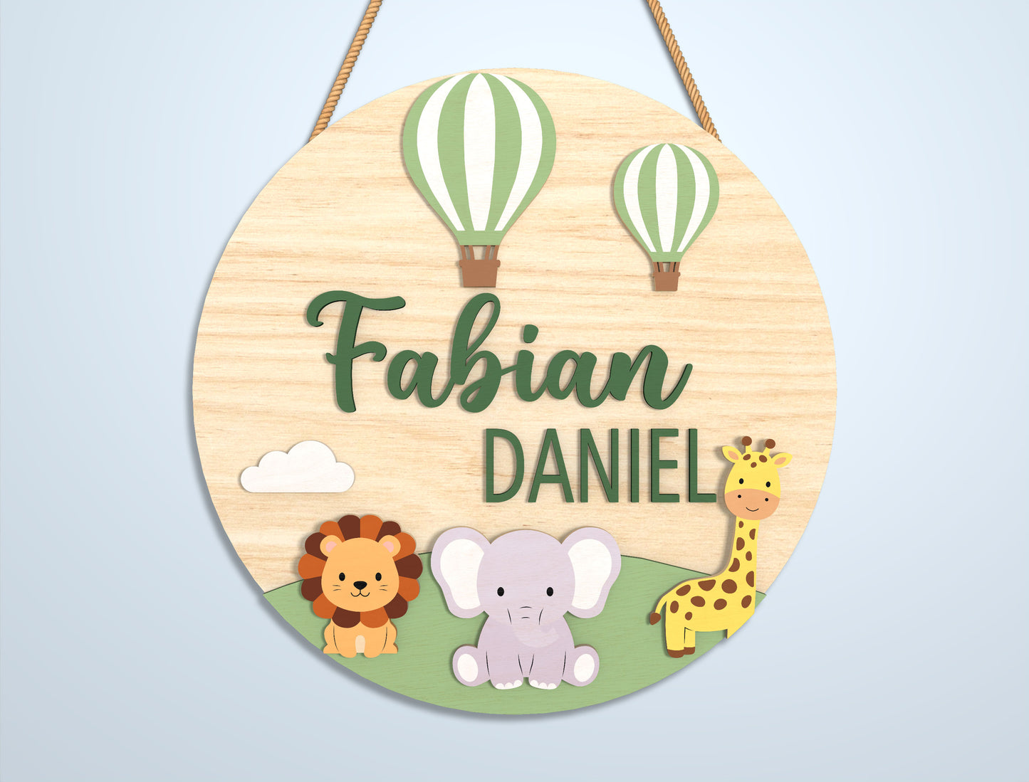 Personalized Safari Baby Name Sign SVG Bundle for Glowforge and xTool