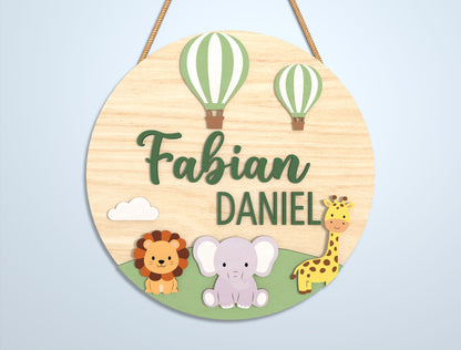 Personalized Safari Baby Name Sign SVG Bundle for Glowforge and xTool