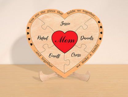 Personalized Mom Heart Sign SVG Custom Kids Name for Glowforge