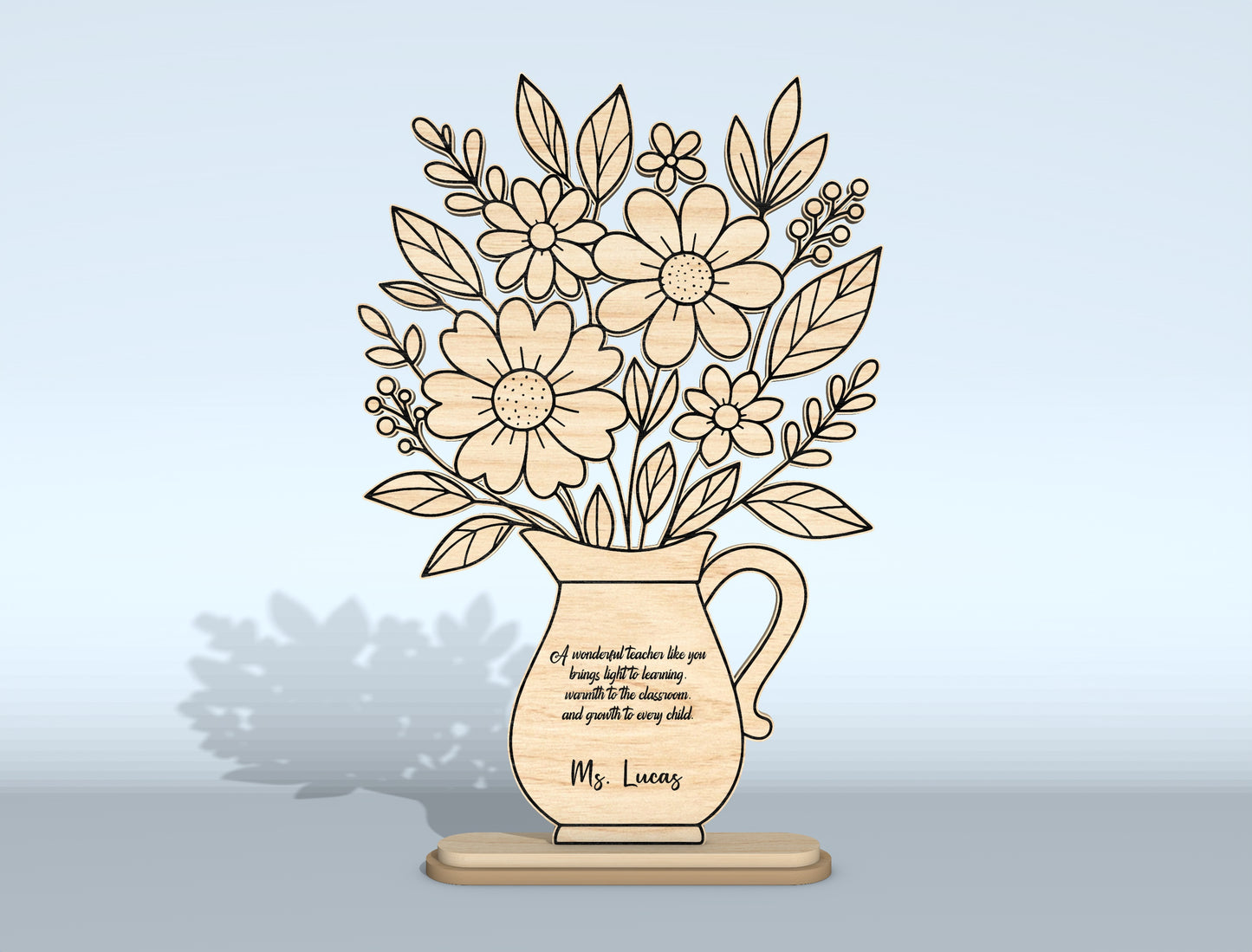 Teacher Appreciation Flower Vase SVG Bundle Laser Cut File for Glowforge and xTool