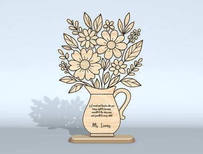Teacher Appreciation Flower Vase SVG Bundle Laser Cut File for Glowforge and xTool