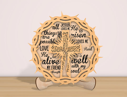 Christian Easter Typography Sign SVG Bundle Bible Verse for LightBurn