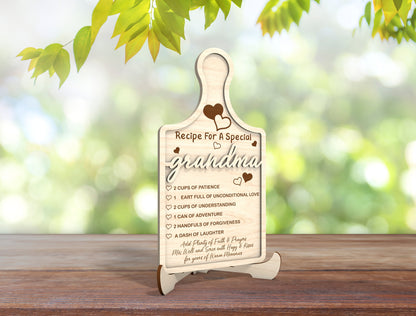 Mom Grandma Recipe Cutting Board Sign SVG for LightBurn and xTool