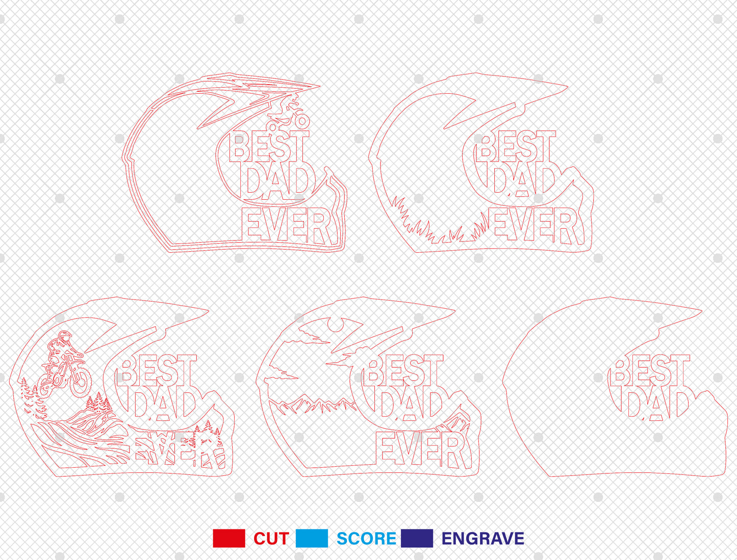 Best Dad Ever Motocross Helmet Sign SVG Laser Cut File for Glowforge and LightBurn