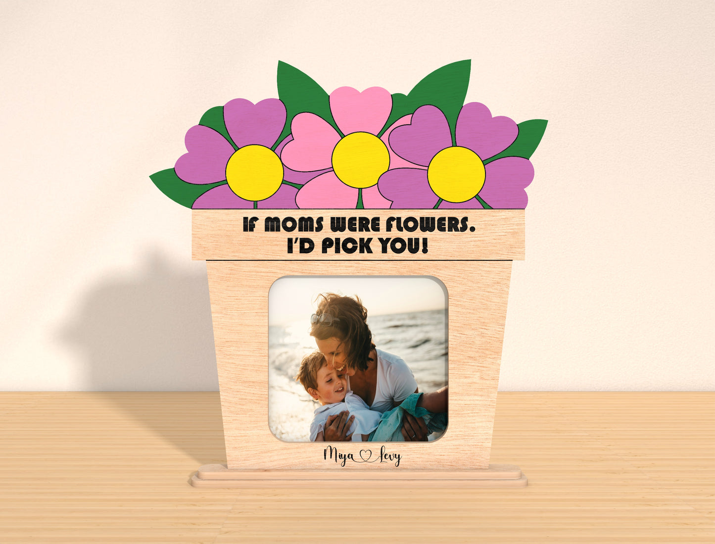 Mom Floral Photo Frame Stand SVG Bundle for Glowforge and xTool