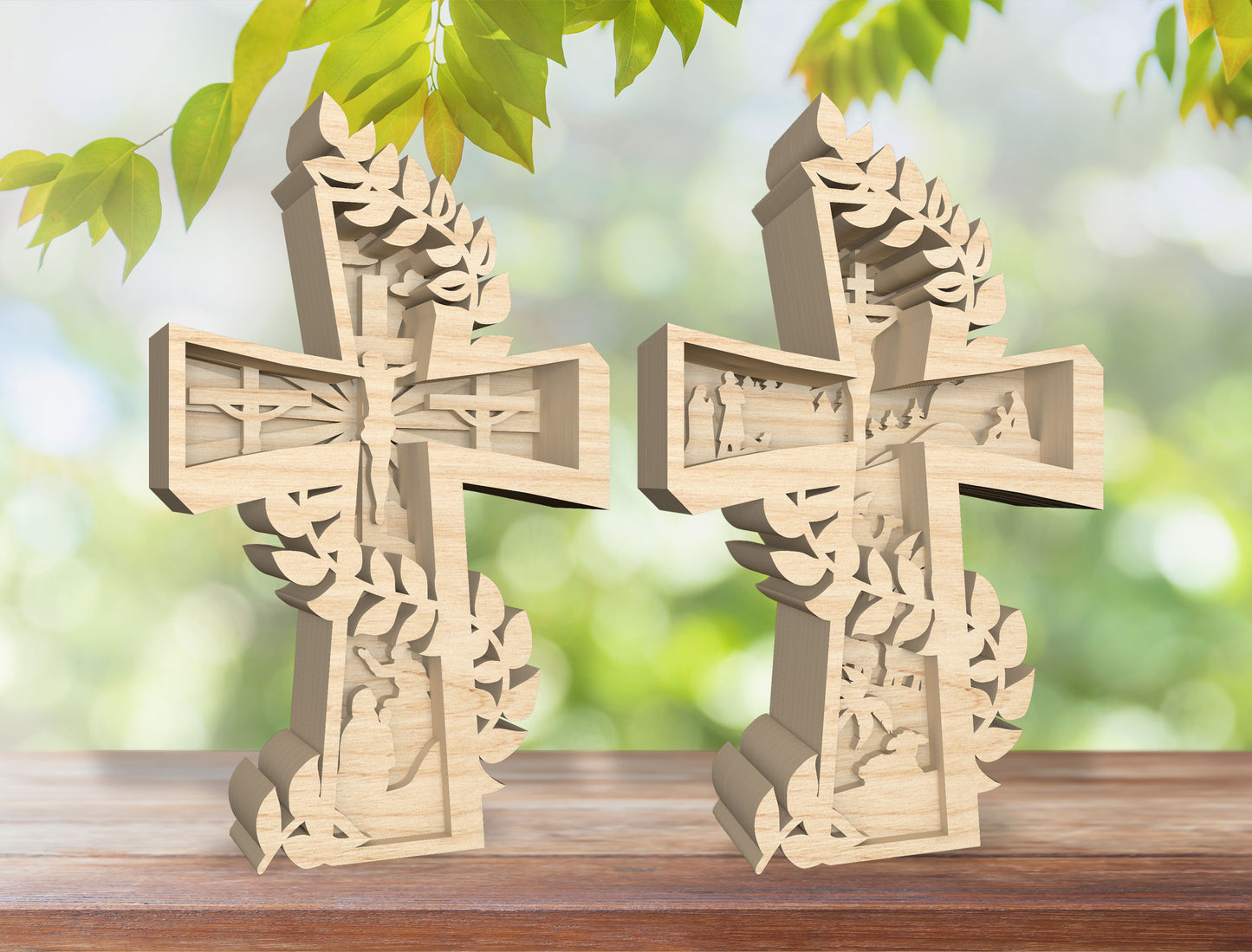 Layered Cross Christian Easter Sign SVG Bundle for LightBurn and Glowforge