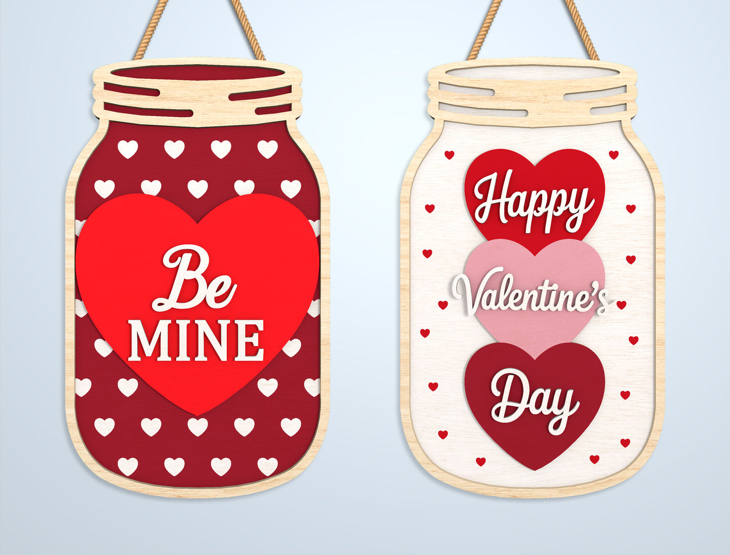 Valentine Mason Jar Laser Cut File Bundle | Love Candy Jar SVG Set | Romantic Wooden Decor Design | Glowforge, xTool, LightBurn, etc.