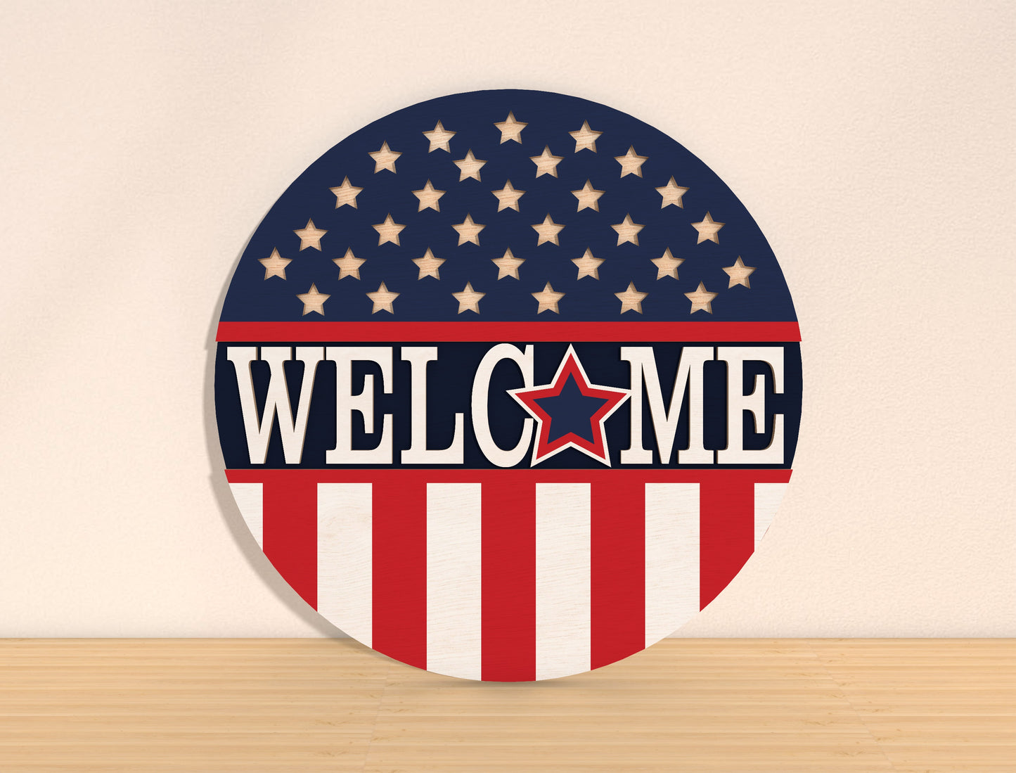Patriotic Welcome Door Sign SVG for Glowforge, xTool, or LightBurn