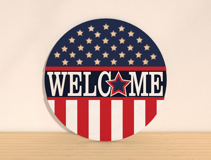 Patriotic Welcome Door Sign SVG for Glowforge, xTool, or LightBurn