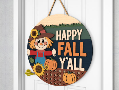 Happy Fall Y'all Scarecrow and Welcome Fall Truck Door Hanger SVG Set for Glowforge xTool LightBurn 2 Designs