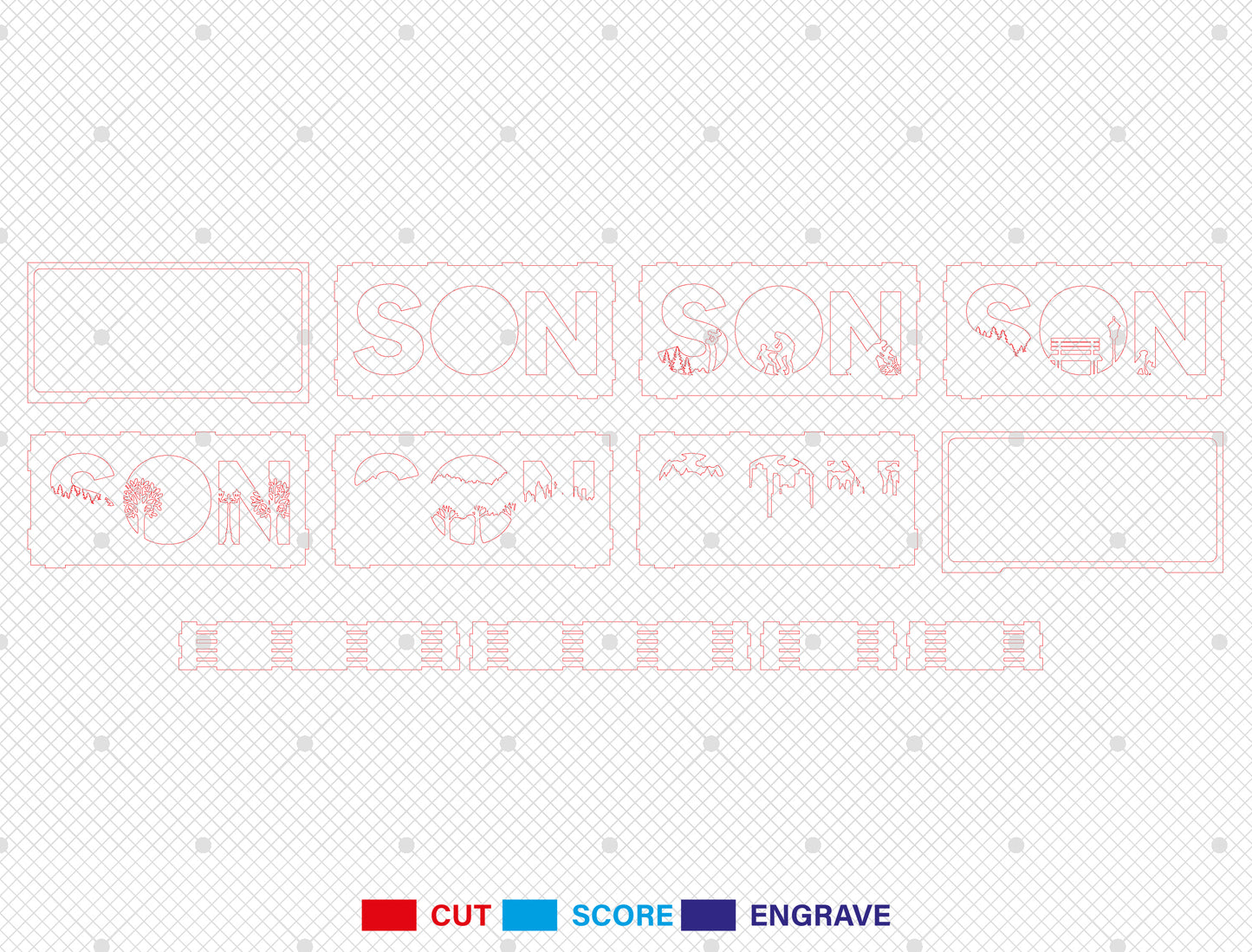 Son Layered Letter Sign SVG Laser Cut File for Glowforge and xTool
