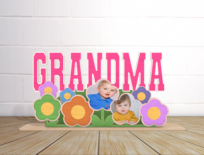 Personalized Mom Grandma Floral Photo Sign SVG for LightBurn and xTool
