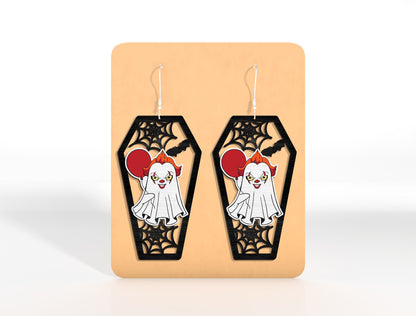 Halloween Coffin Skeleton Earrings SVG Bundle Laser Cut File | Pumpkin Skull Earrings | Spooky Gothic Style | Glowforge, xTool, LightBurn, etc.