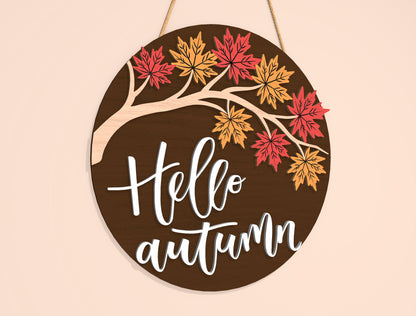Hello Fall Pumpkin Truck Door Hanger SVG Set for Glowforge xTool LightBurn | 2 Designs