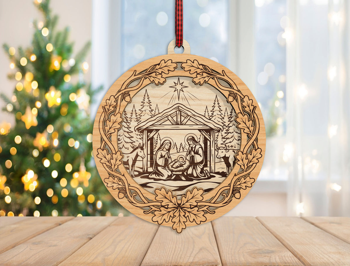 Nativity Ornament SVG Bundle 6 Christian Christmas Laser Cut Designs