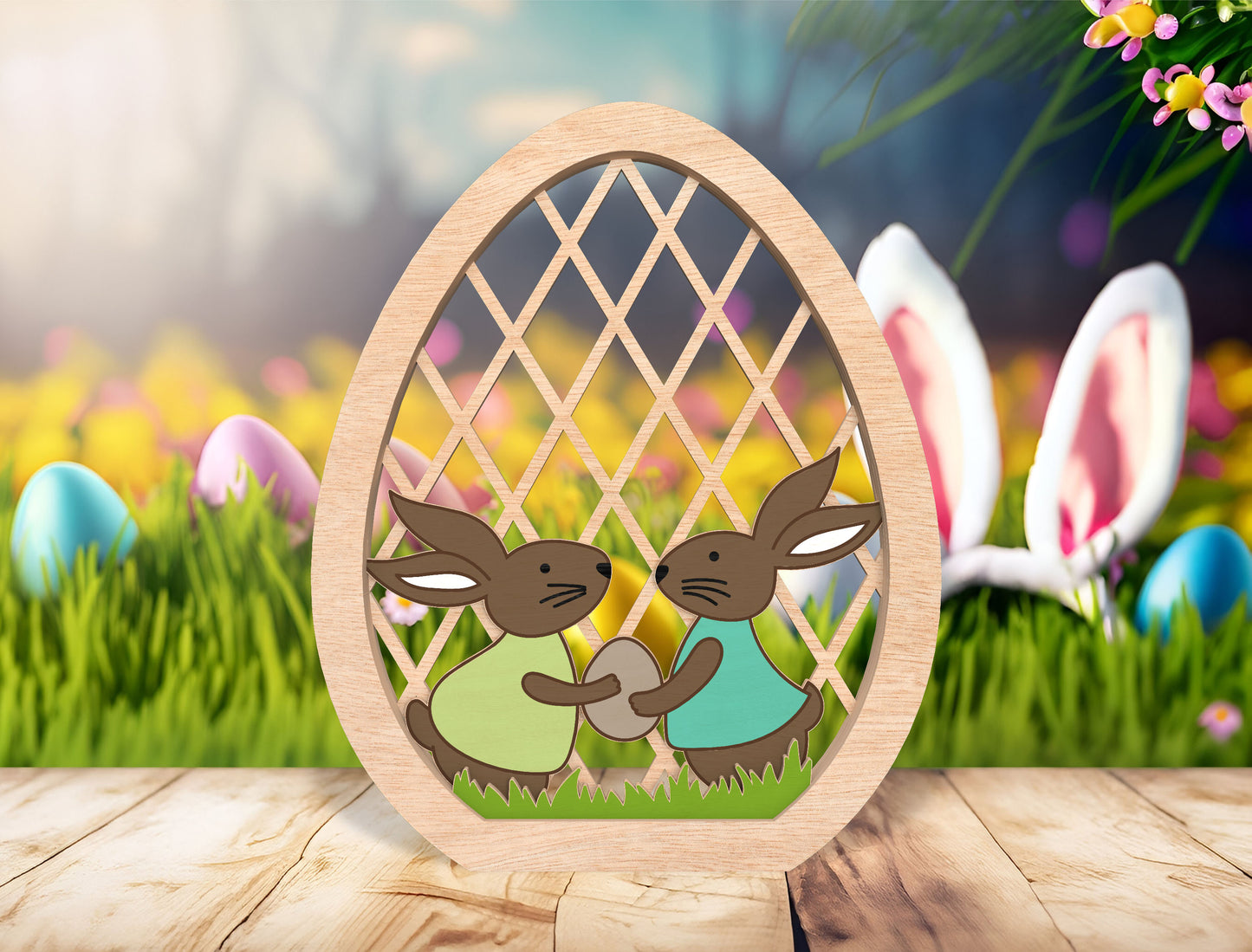 Easter Egg Scene SVG Bundle Spring Chicken Garden for Glowforge and xTool