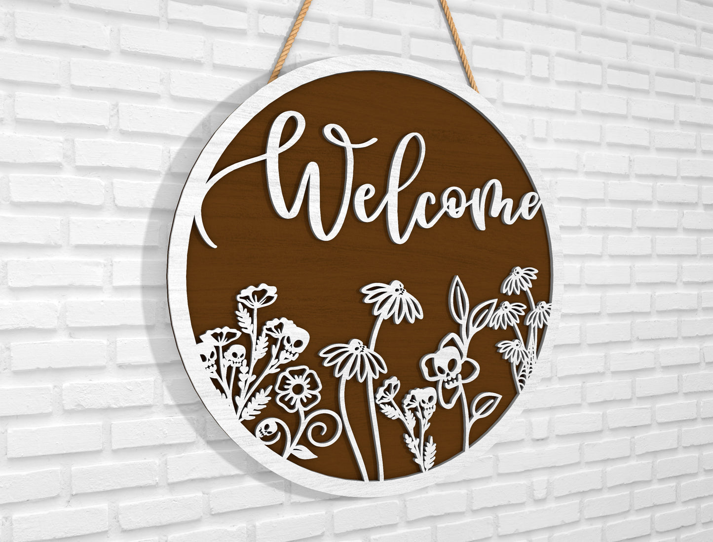 Floral Welcome Sign SVG for Glowforge and xTool Laser Cut File