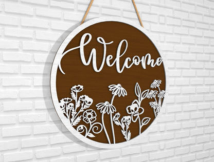 Floral Welcome Sign SVG for Glowforge and xTool Laser Cut File