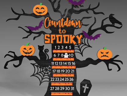 Halloween Countdown Tree SVG Calendar for Glowforge LightBurn