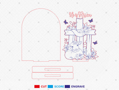 Christian Butterfly Flower Cross Floral Scene SVG for Glowforge and xTool