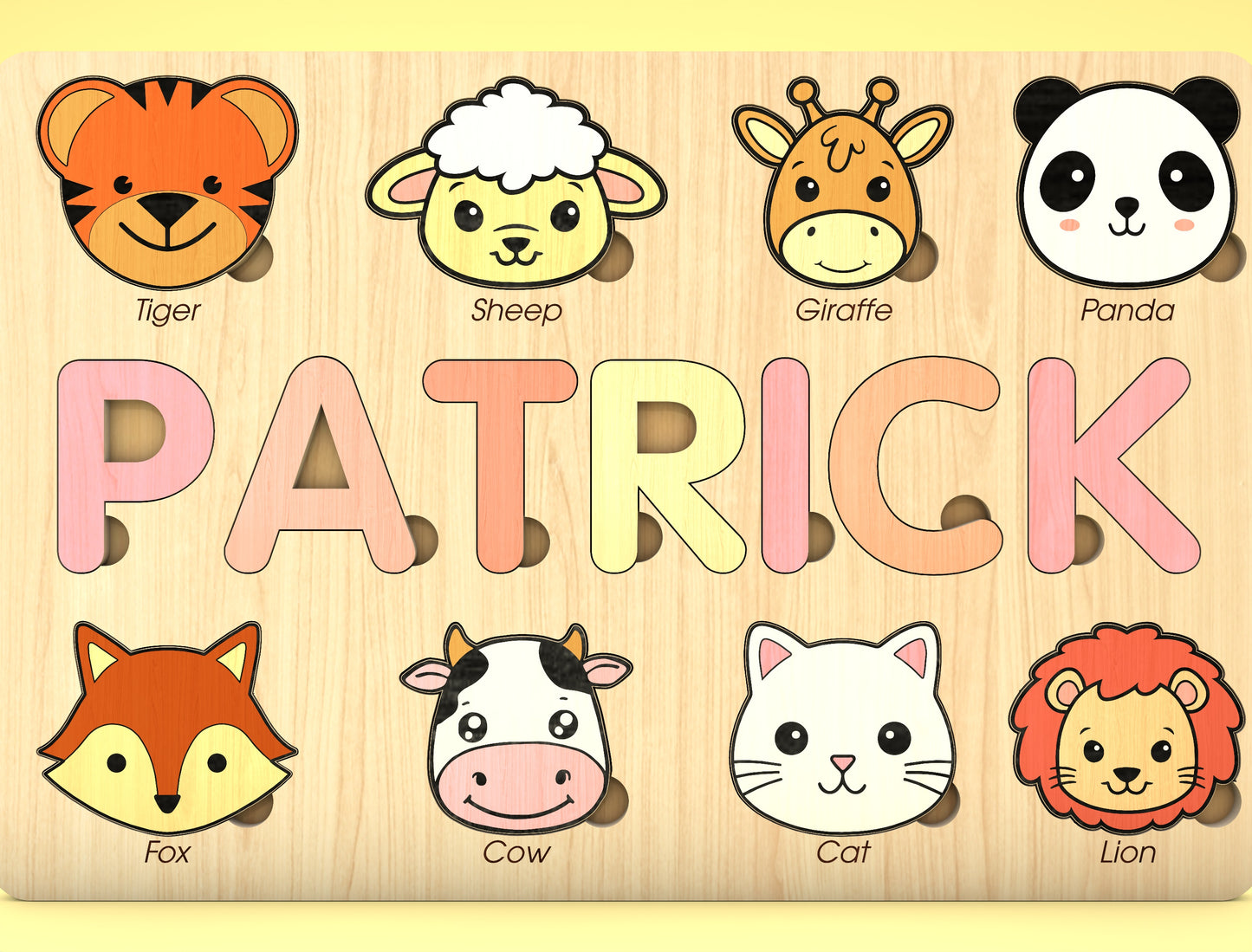 Animal Name Puzzle SVG Laser Cut File for Glowforge and xTool