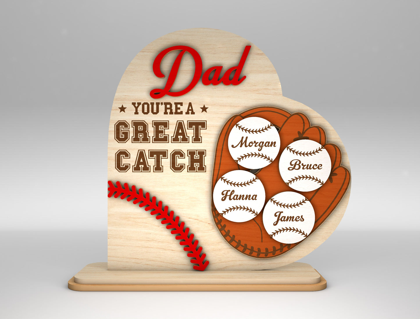 Personalized Baseball Dad Great Catch SVG for Glowforge and xTool