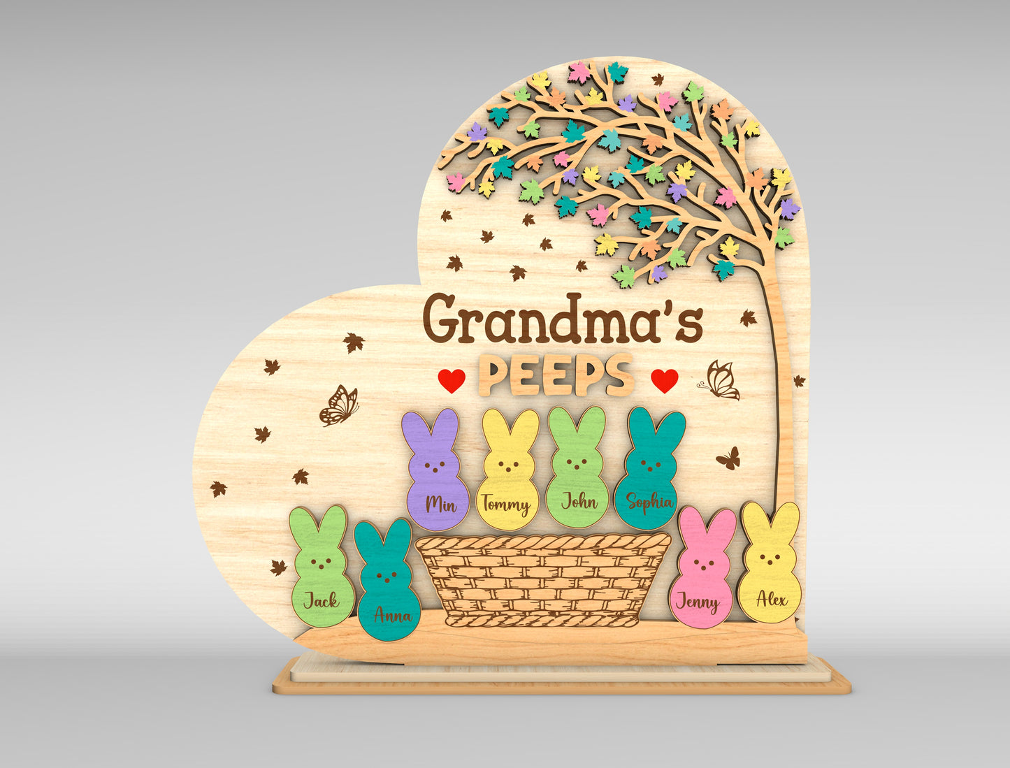 Personalized Grandma Peeps Bunny Tabletop Sign SVG for LightBurn and xTool
