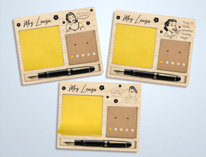 Retro Teacher Sticky Note Holder SVG Laser Cut File for Glowforge and LightBurn