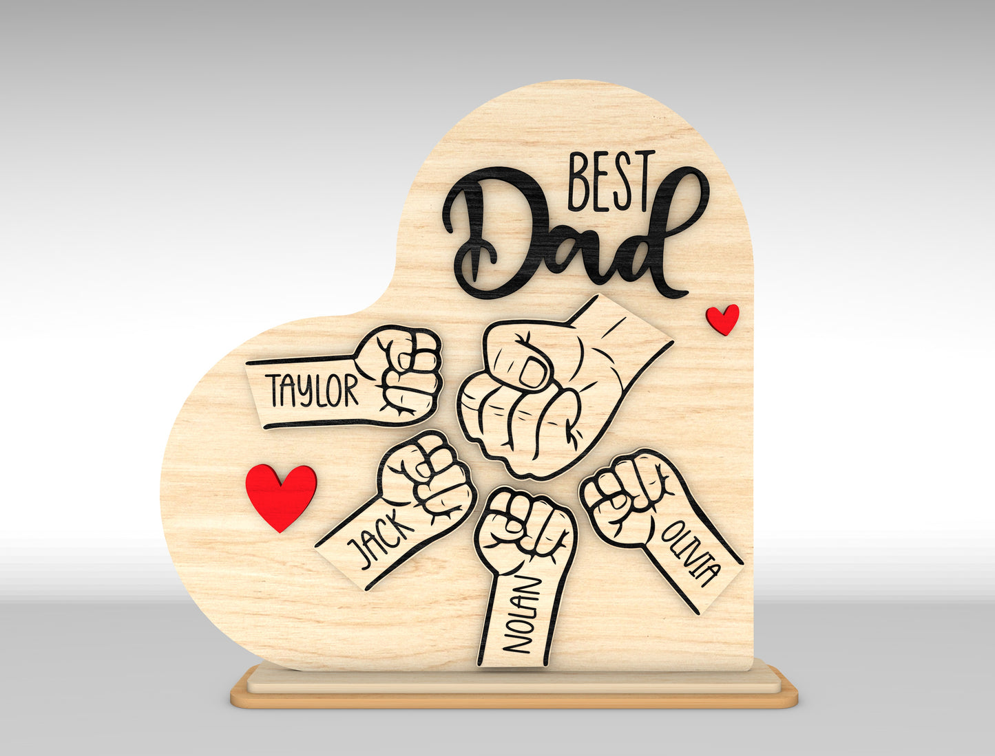 Personalized Best Dad Fist Bump Sign SVG Laser Cut File for Glowforge and xTool