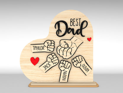 Personalized Best Dad Fist Bump Sign SVG Laser Cut File for Glowforge and xTool