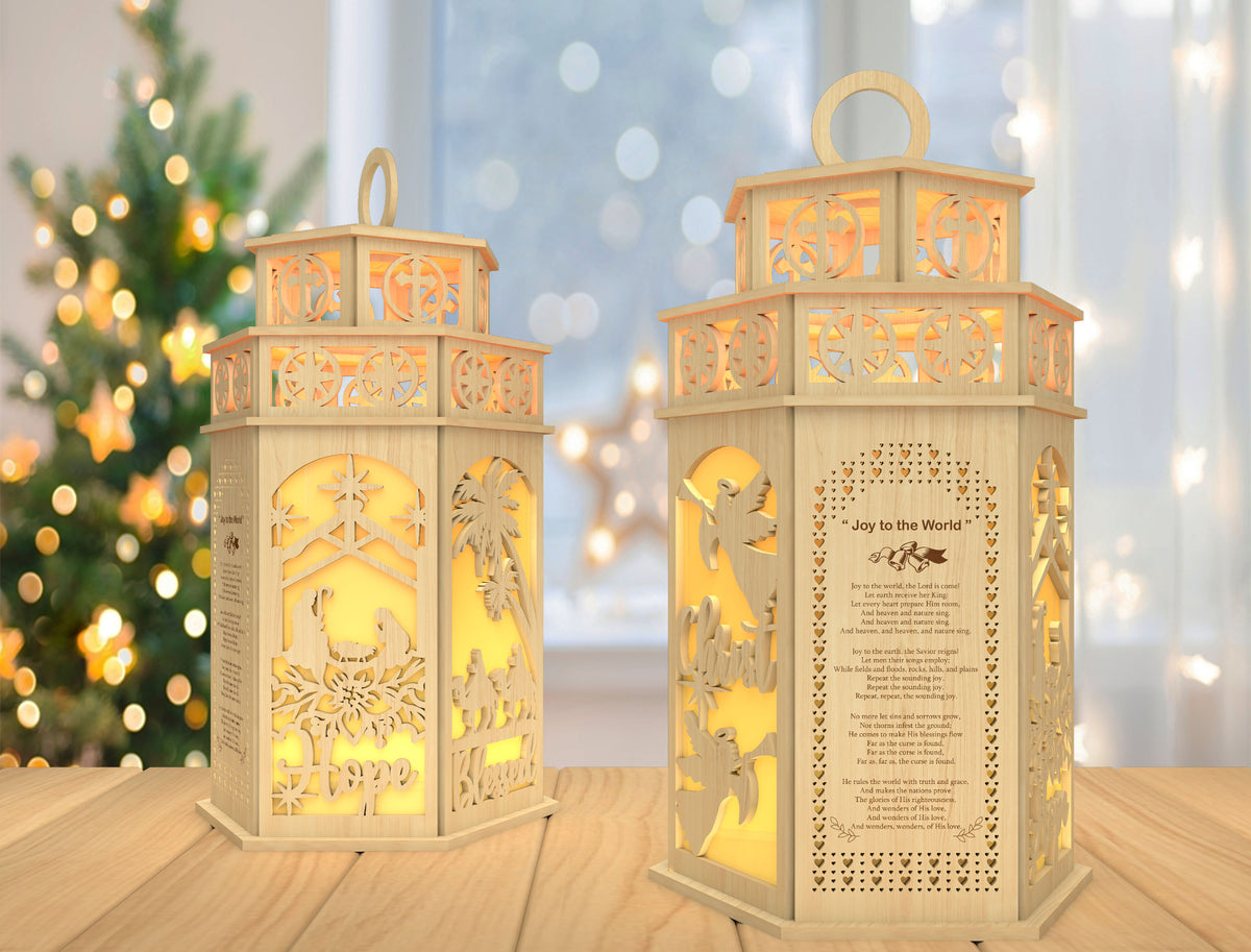 3D Christmas Lantern SVG Reindeer Winter Scene Laser Cut File