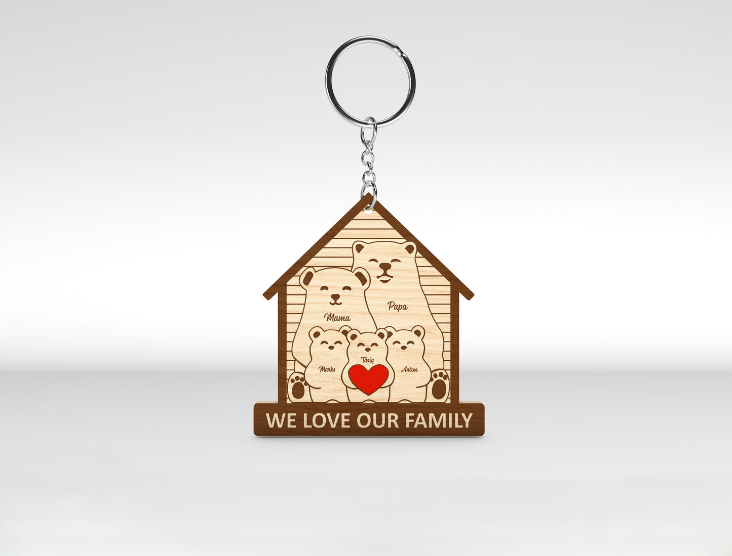Bear Family Keychain SVG Personalized Bear House Sign for xTool